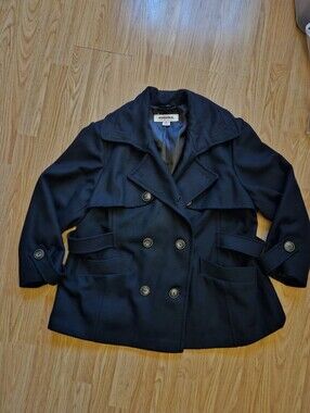 Hydraulic  Black Double Breasted Wool Blend Peacoat Women's Plus Size 2X. Nice.